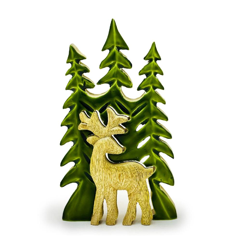 3x Lost in the Forrest - Stag in the Forrest 3D Wooden Decoration