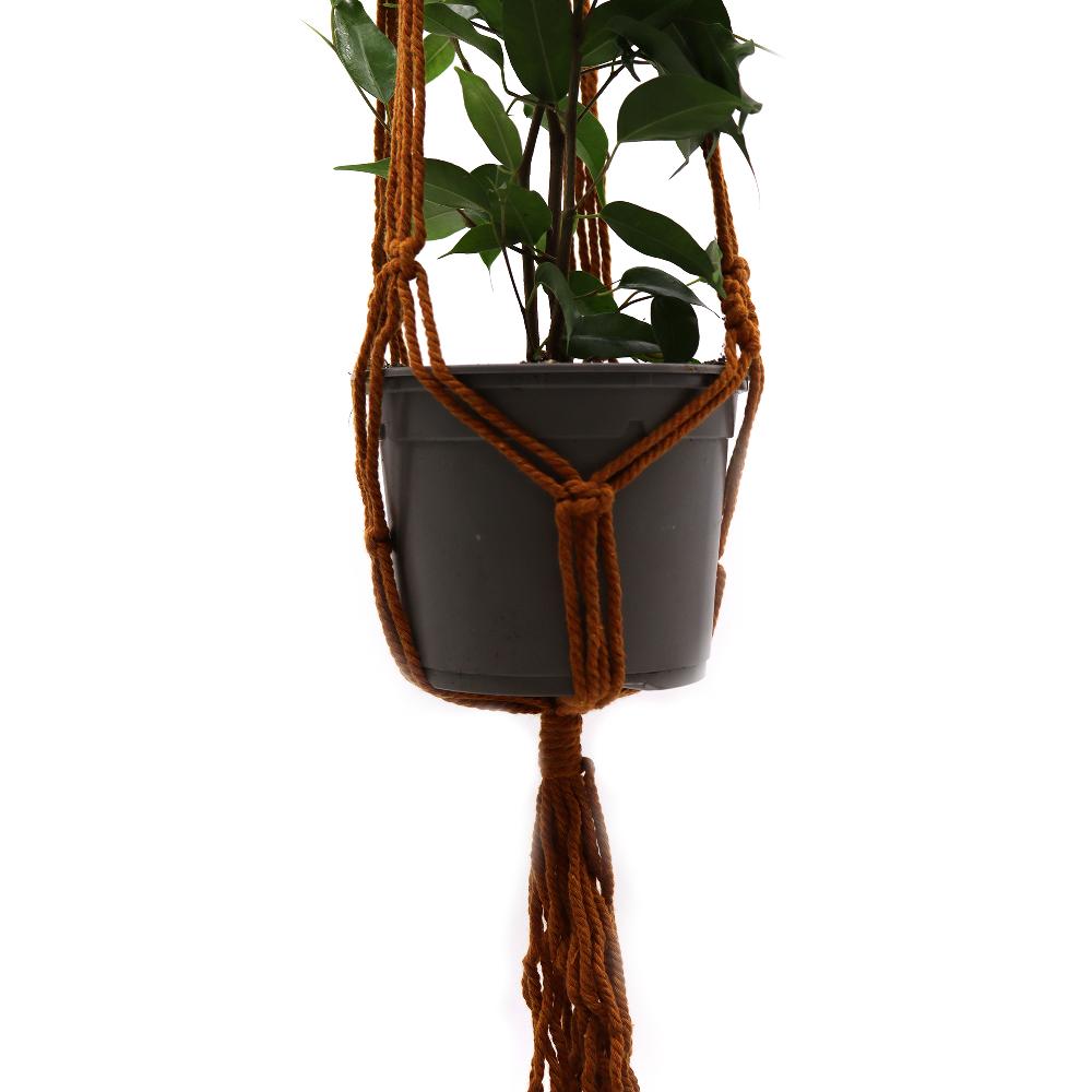 3x Macrame Pot Holder Classic - Chocolate Med Pot