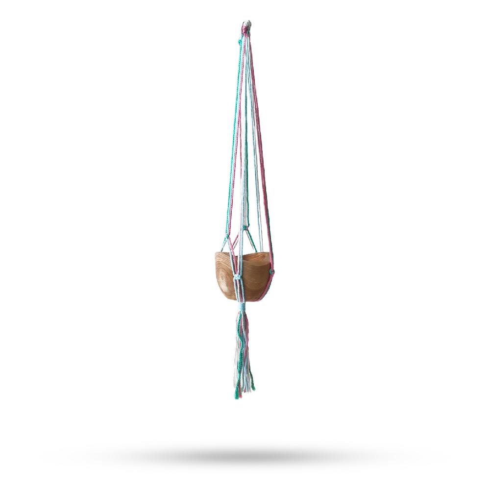 3x Macrame Pot Holder Classic - Pastal Tones Terrace Med Pot
