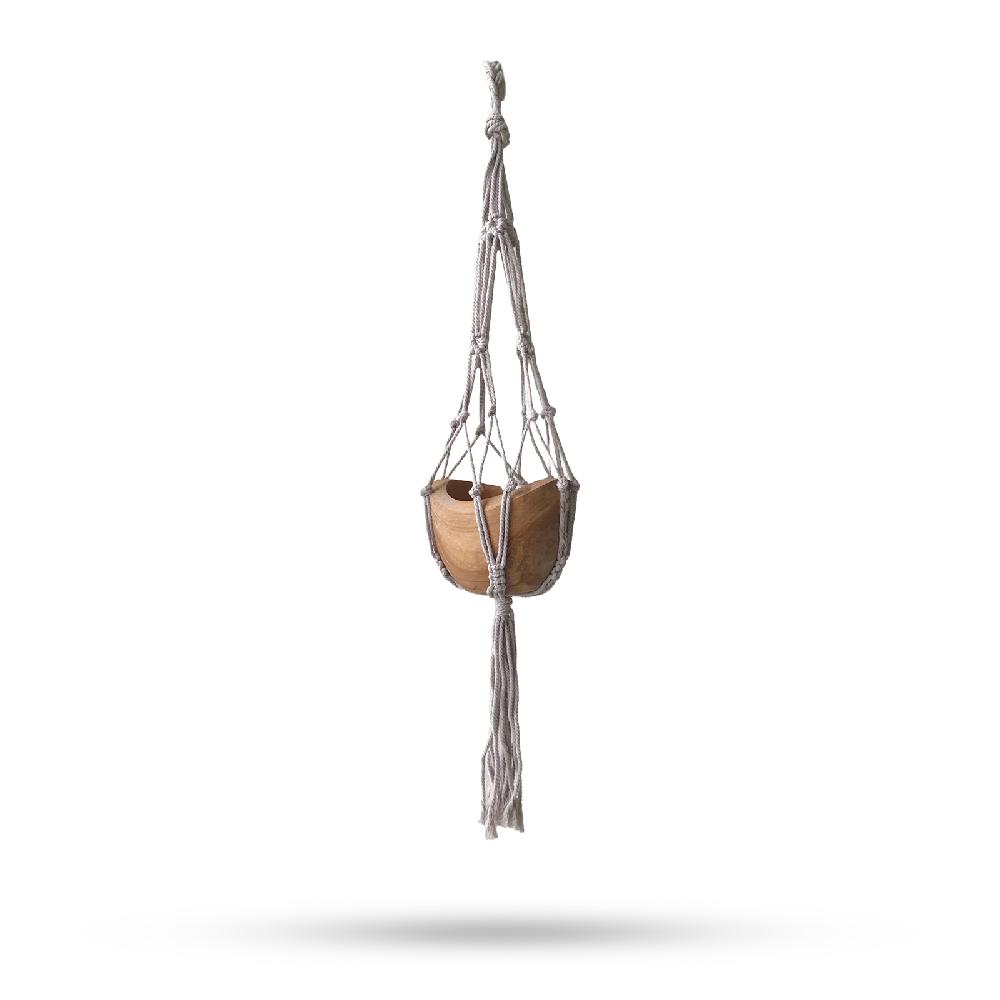 3x Macrame Small Drop Pot Holder - Beige - 75cm