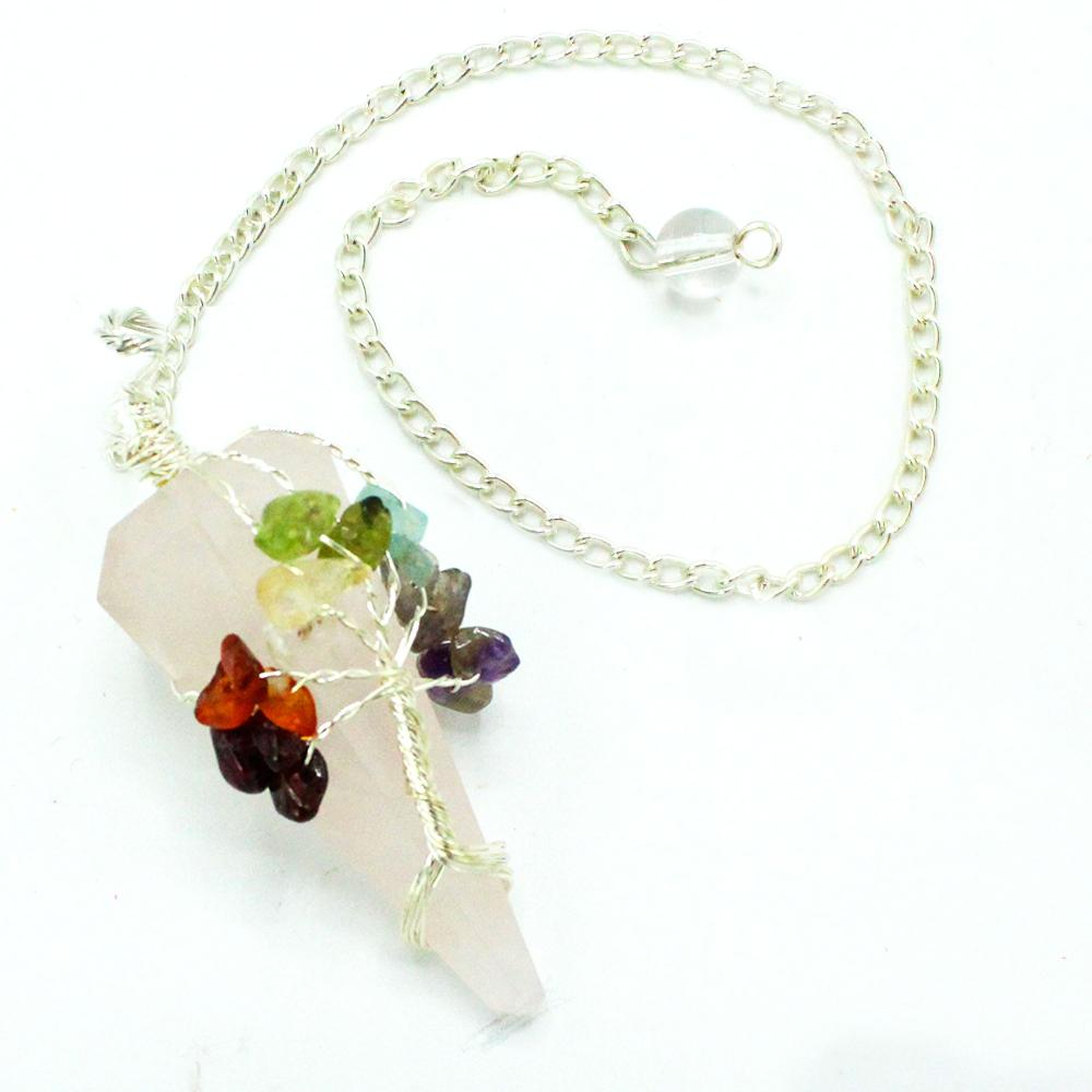3x Magic Pendulum - Seven Chakra - Rose Quartz