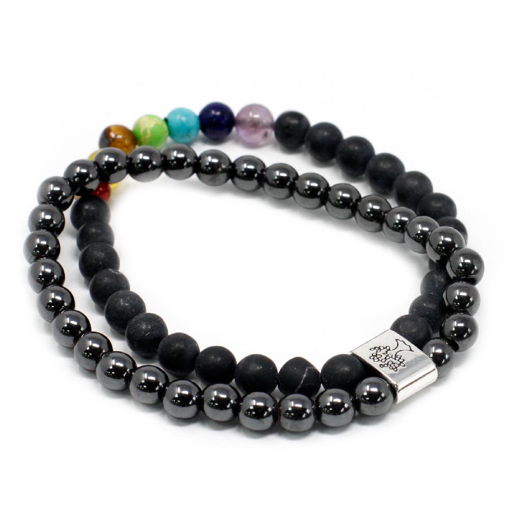 3x Magnetic Gemstone Bracelet - Black Stone Chakra