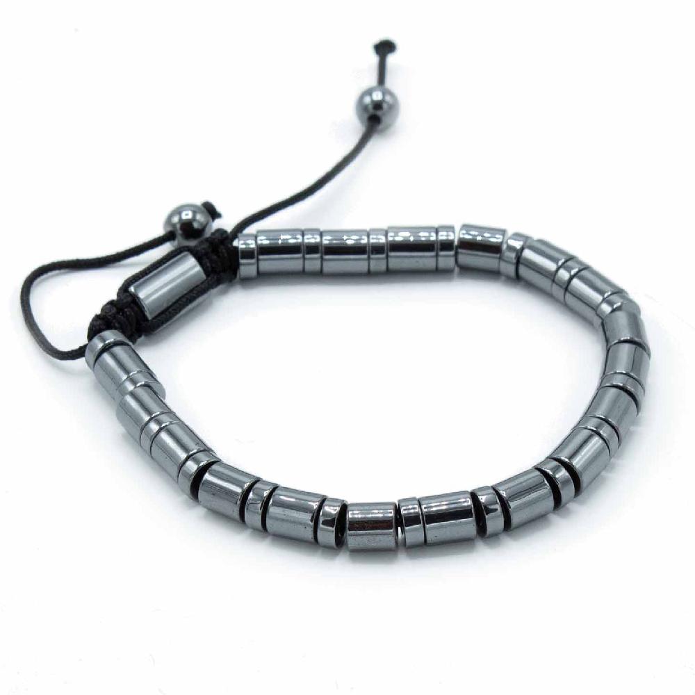3x Magnetic Hematite Shamballa Bracelet - Cylinders & Circles