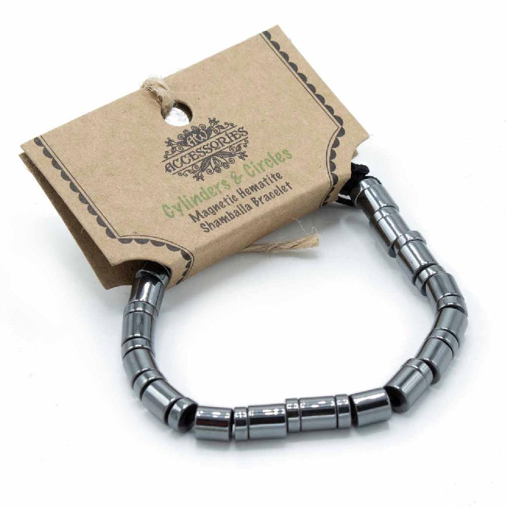 3x Magnetic Hematite Shamballa Bracelet - Cylinders & Circles