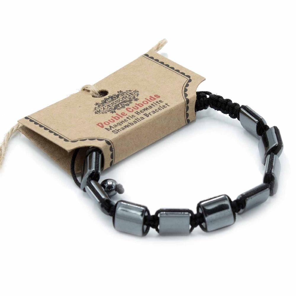 3x Magnetic Hematite Shamballa Bracelet - Double Cuboids