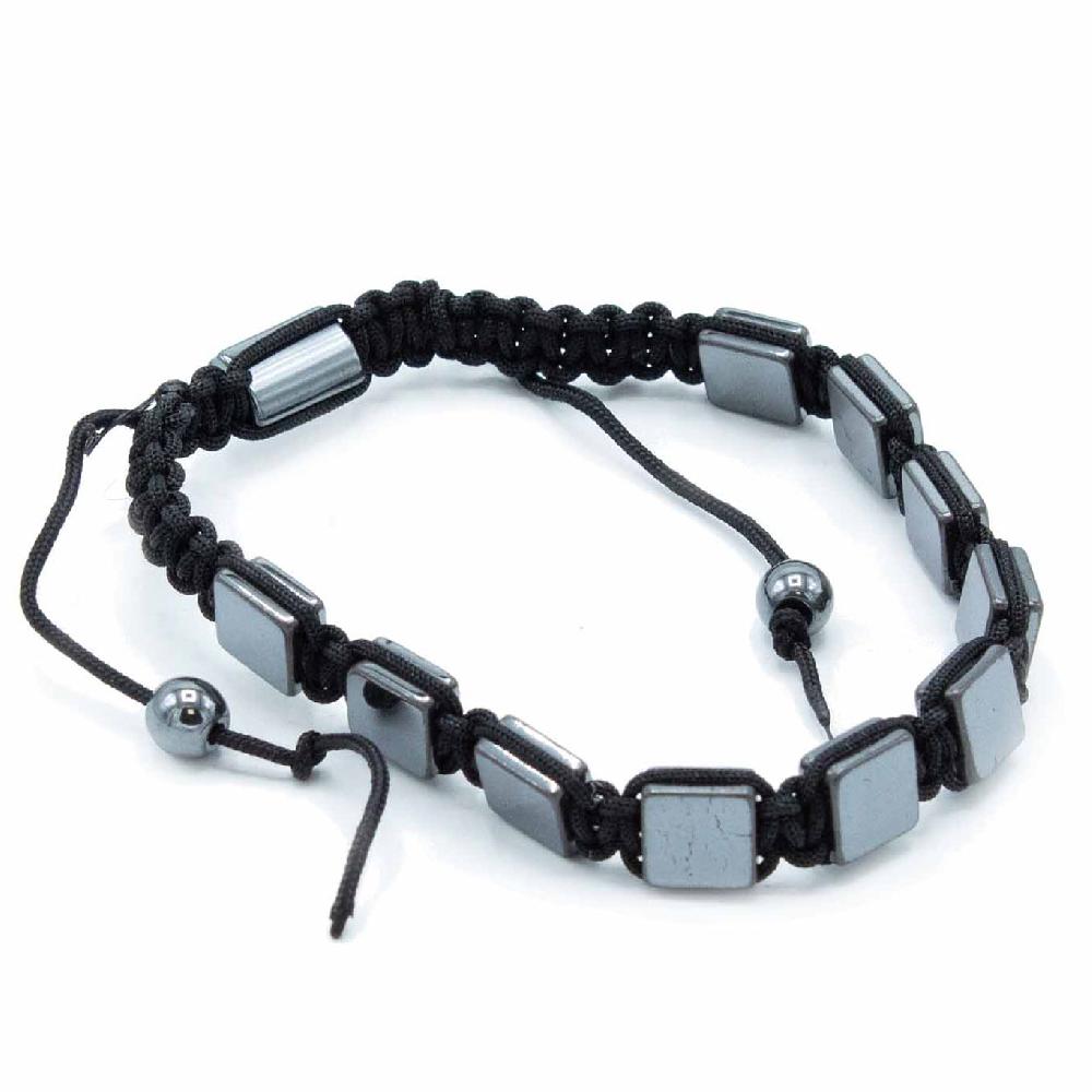 3x Magnetic Hematite Shamballa Bracelet - Flat Cubes