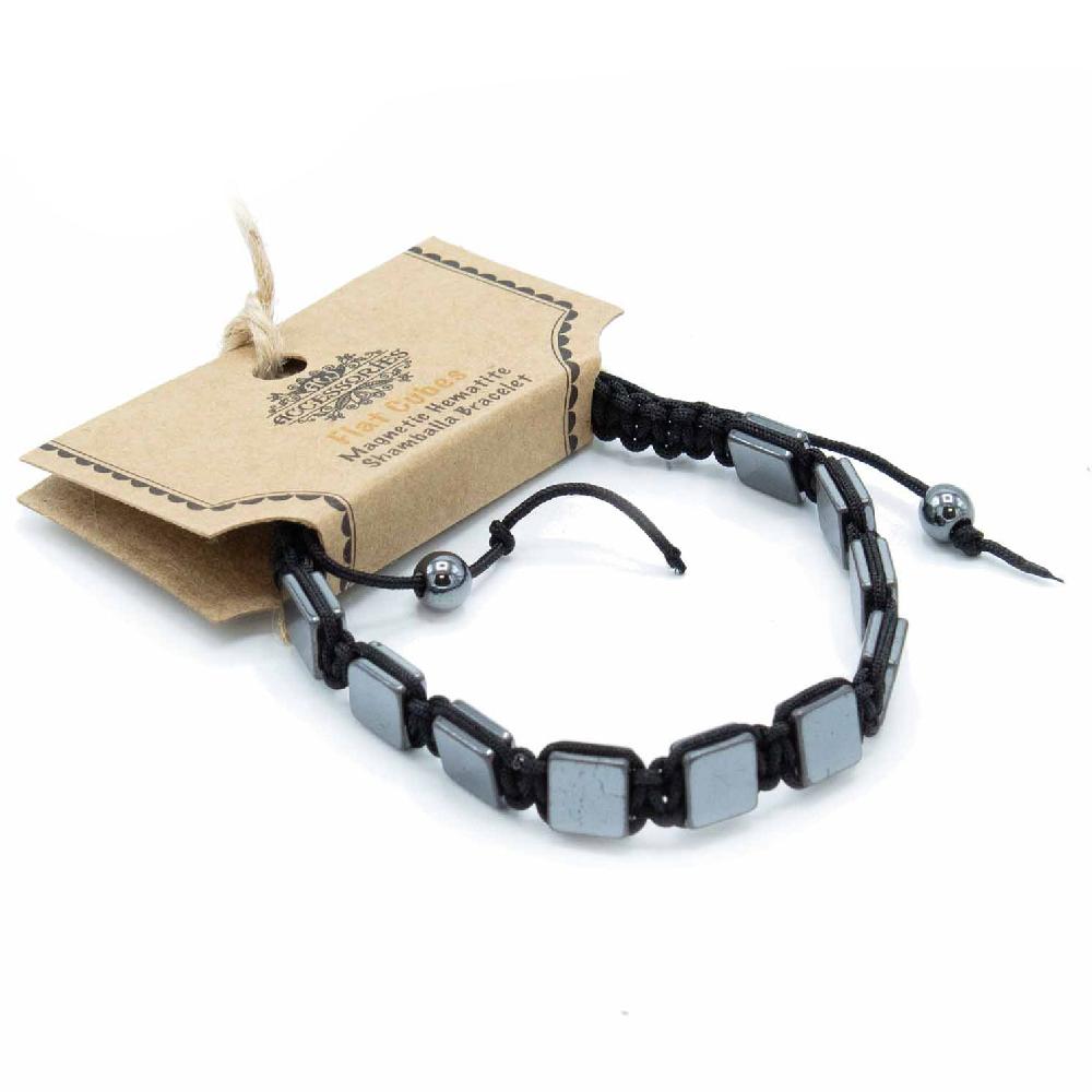 3x Magnetic Hematite Shamballa Bracelet - Flat Cubes
