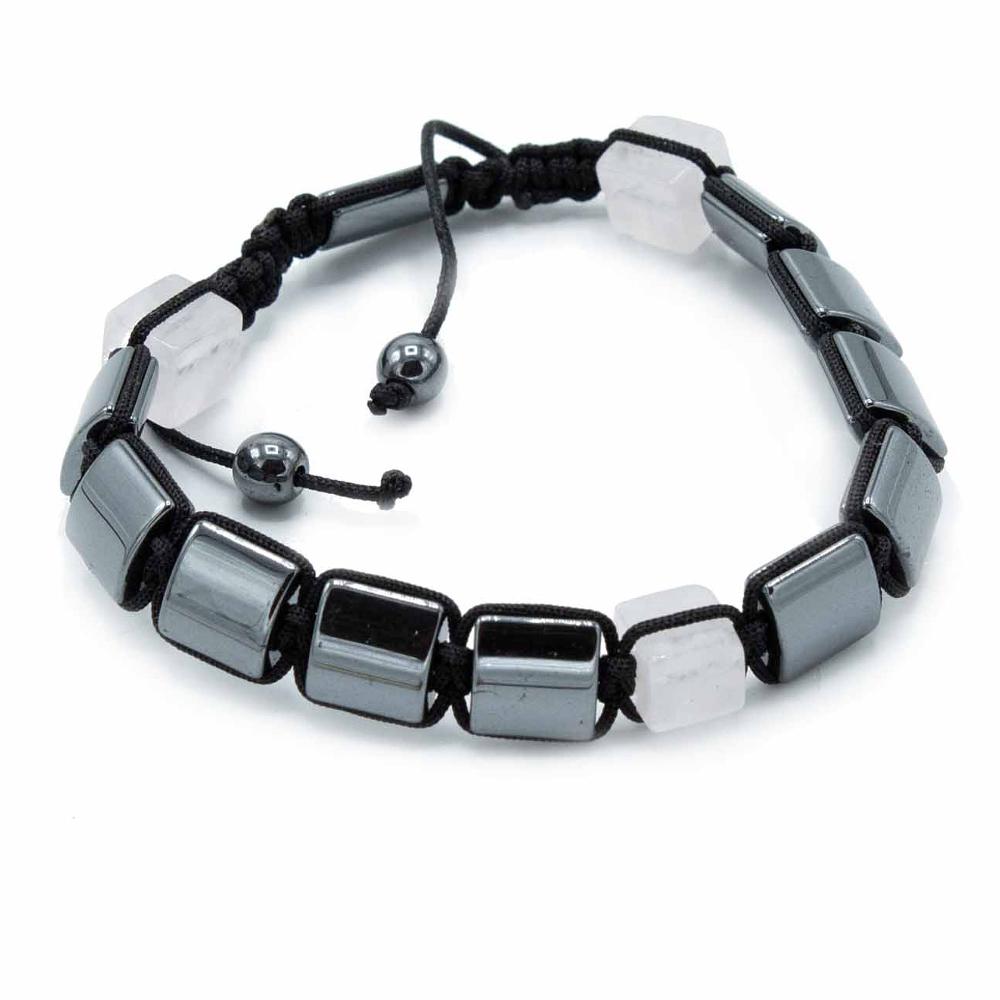 3x Magnetic Hematite Shamballa Bracelet - Rose Cuboids