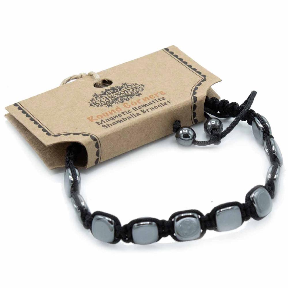 3x Magnetic Hematite Shamballa Bracelet - Round Corners