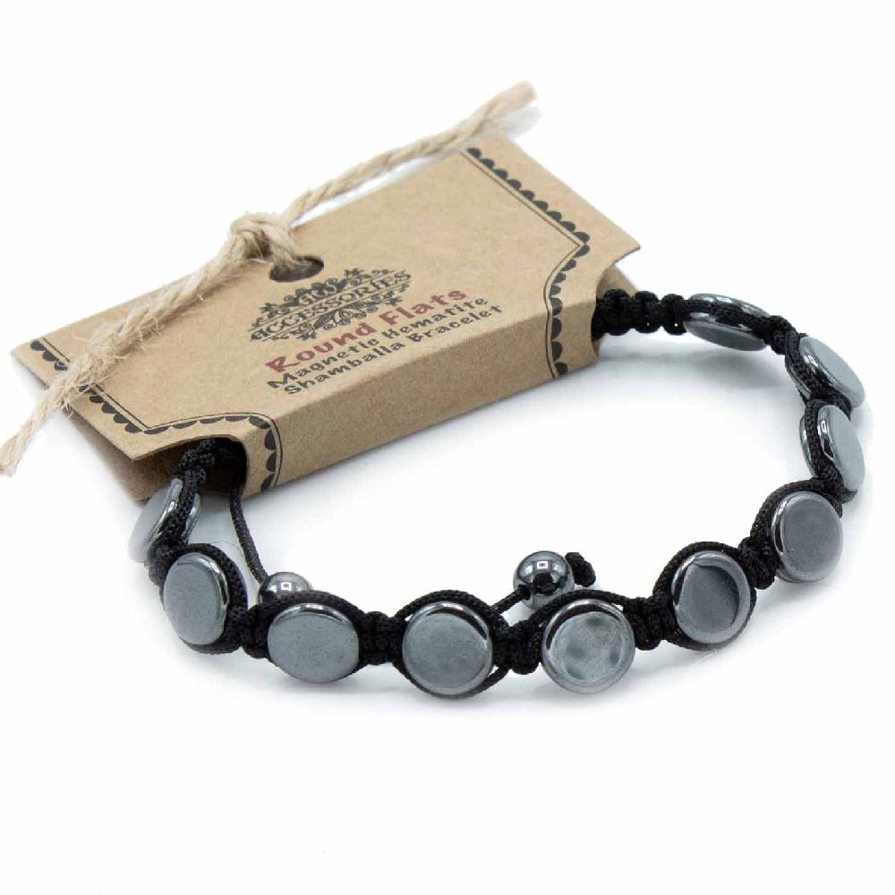 3x Magnetic Hematite Shamballa Bracelet - Round Flats
