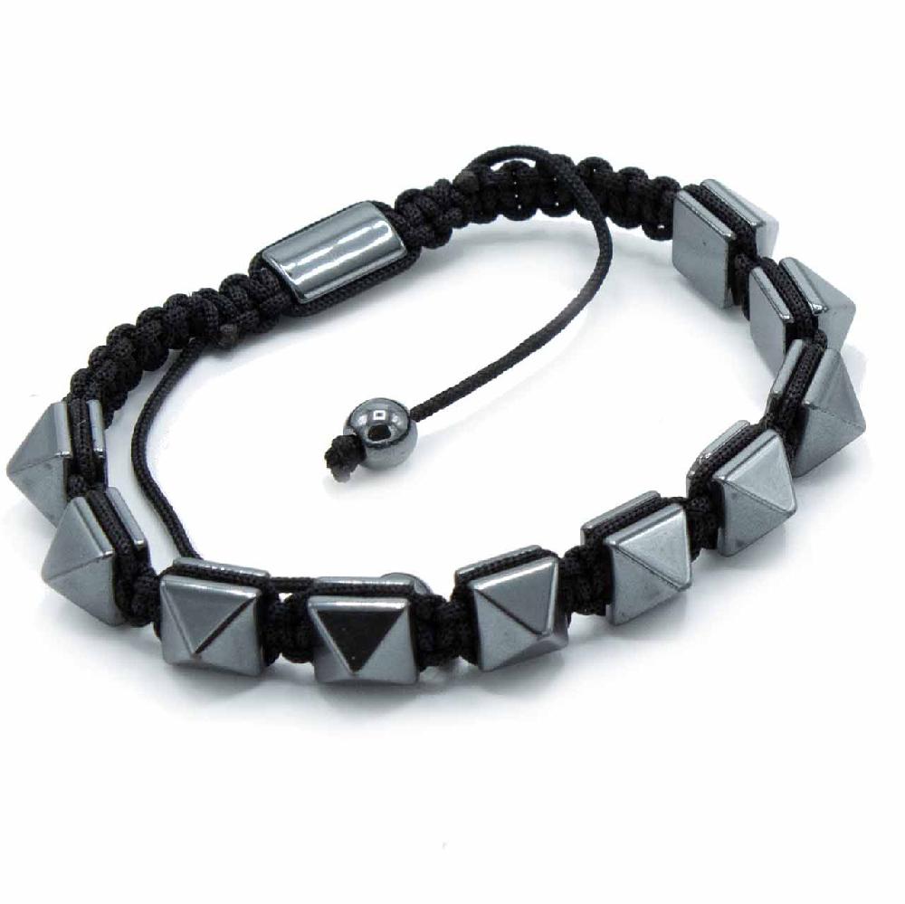 3x Magnetic Hematite Shamballa Bracelet - Spiky Pyramids