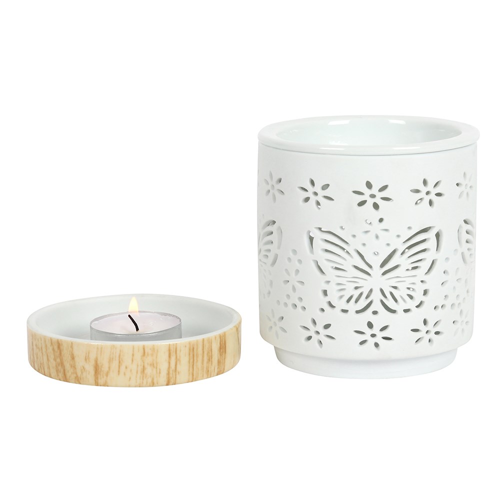 3x Matte Ceramic Butterfly Oil Burner