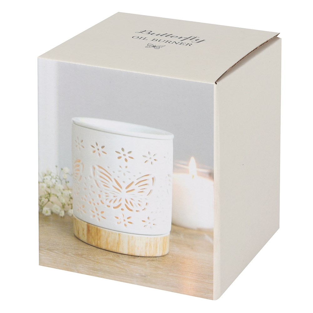 3x Matte Ceramic Butterfly Oil Burner