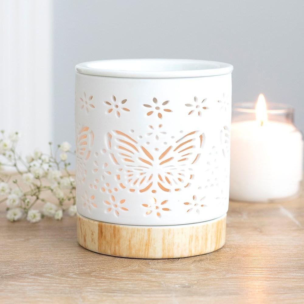 3x Matte Ceramic Butterfly Oil Burner