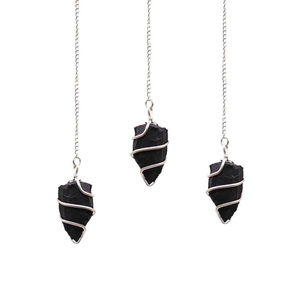 3x Raw Gemstone Pendulum - Black Agate