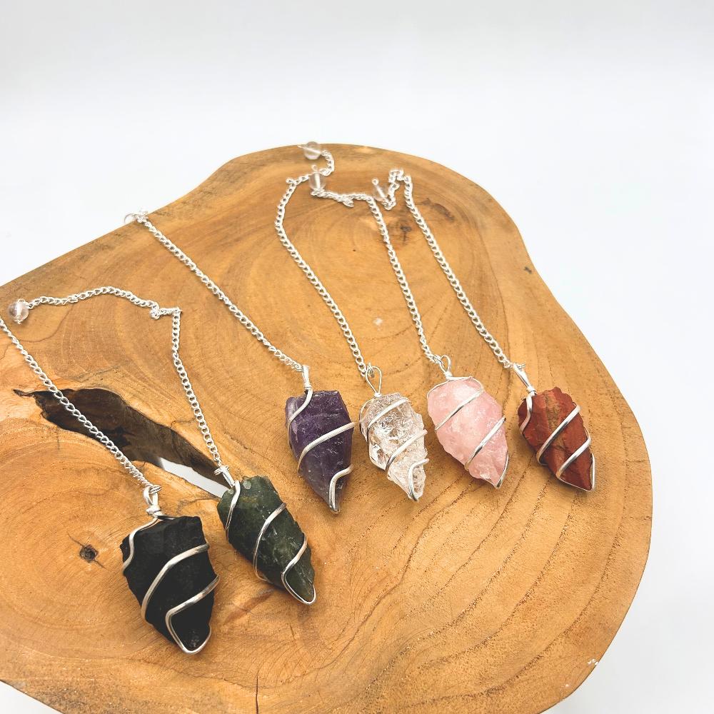 3x Raw Gemstone Pendulum - Rock Quartz