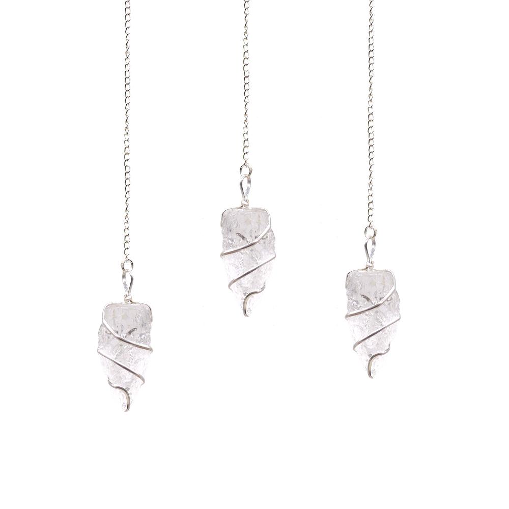 3x Raw Gemstone Pendulum - Rock Quartz