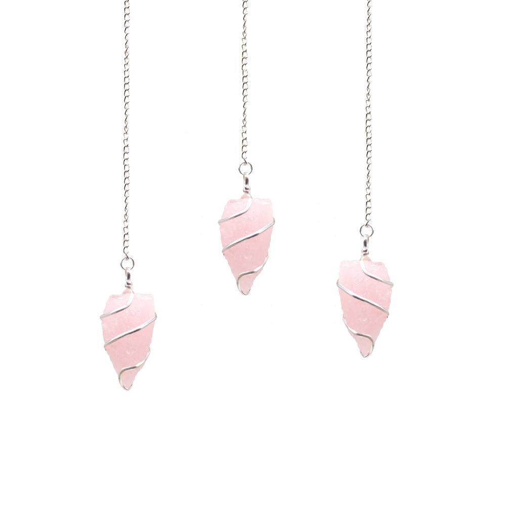 3x Raw Gemstone Pendulum - Rose Quartz