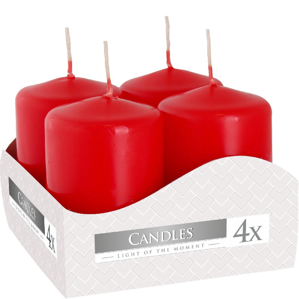 3x Set of 4 Pillar Candles 40x60mm - Red