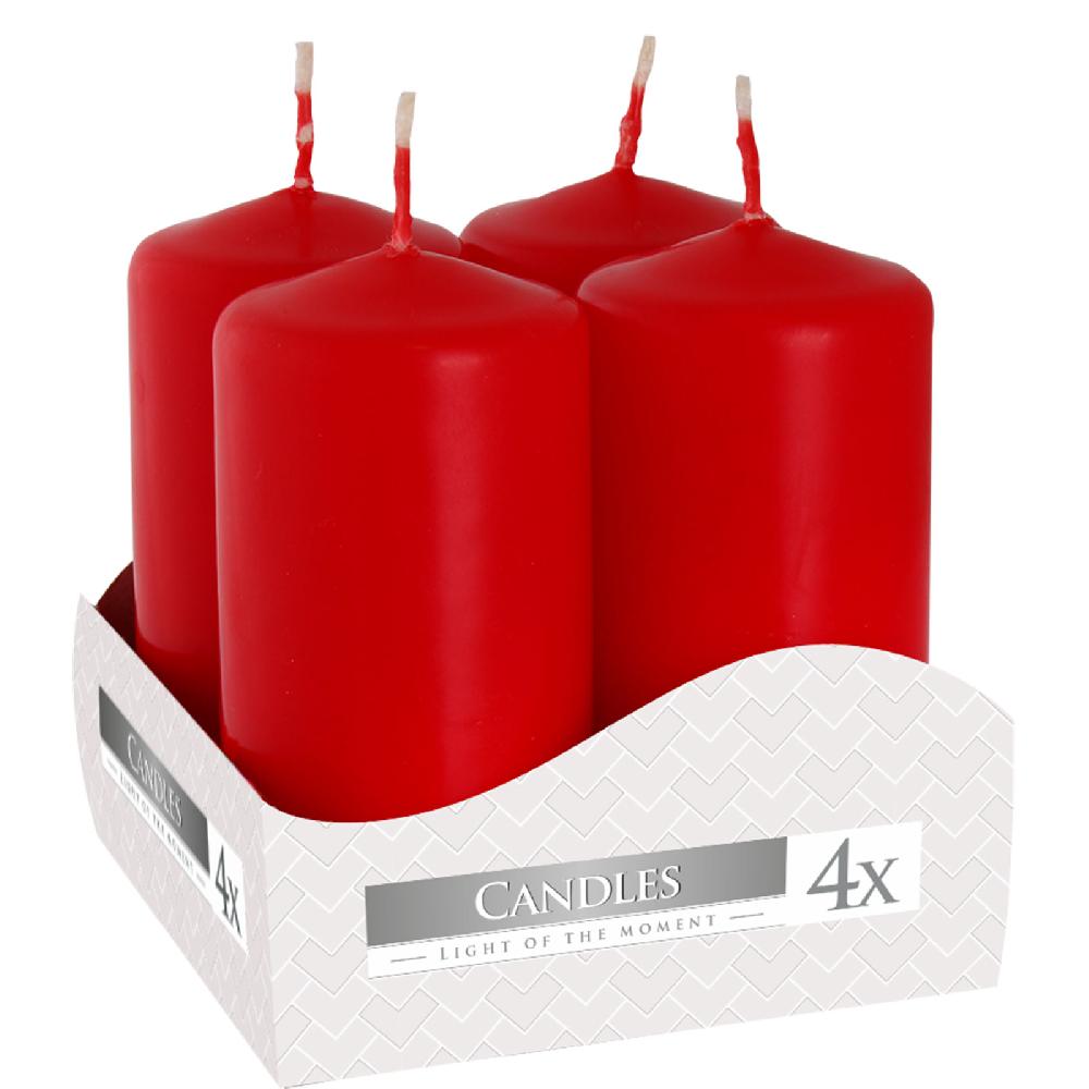 3x Set of 4 Pillar Candles 40x80mm - Red