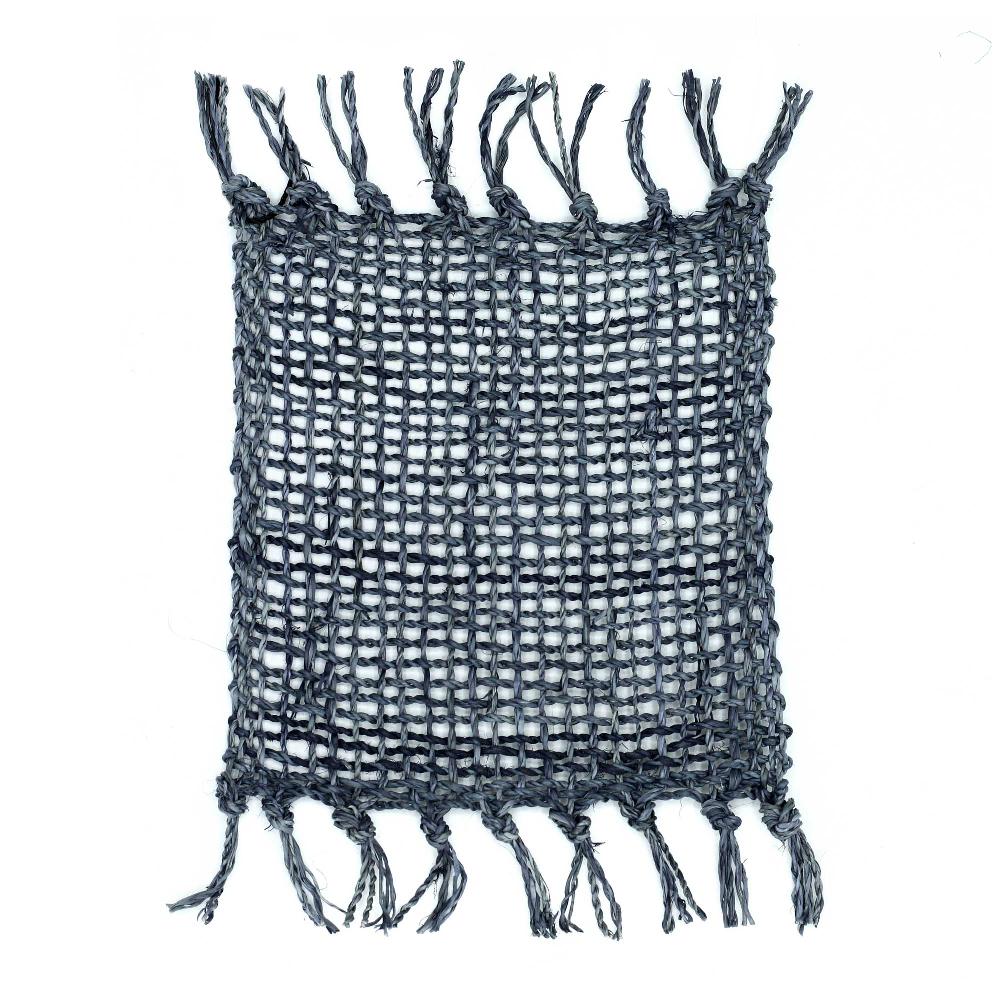 4x Charcoal Seagrass Fringe Natural Coasters