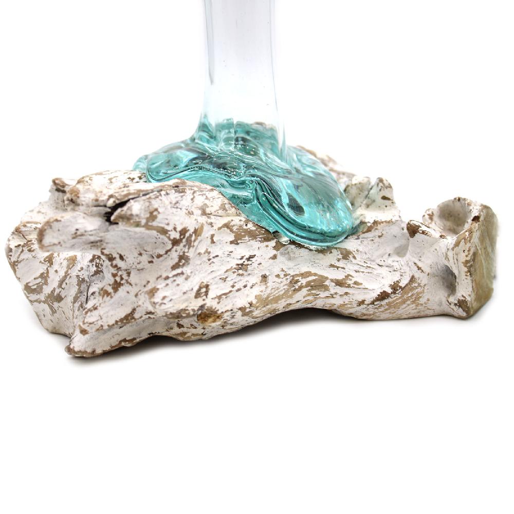 4x Glass On Whitewash Wood - Vase - Medium