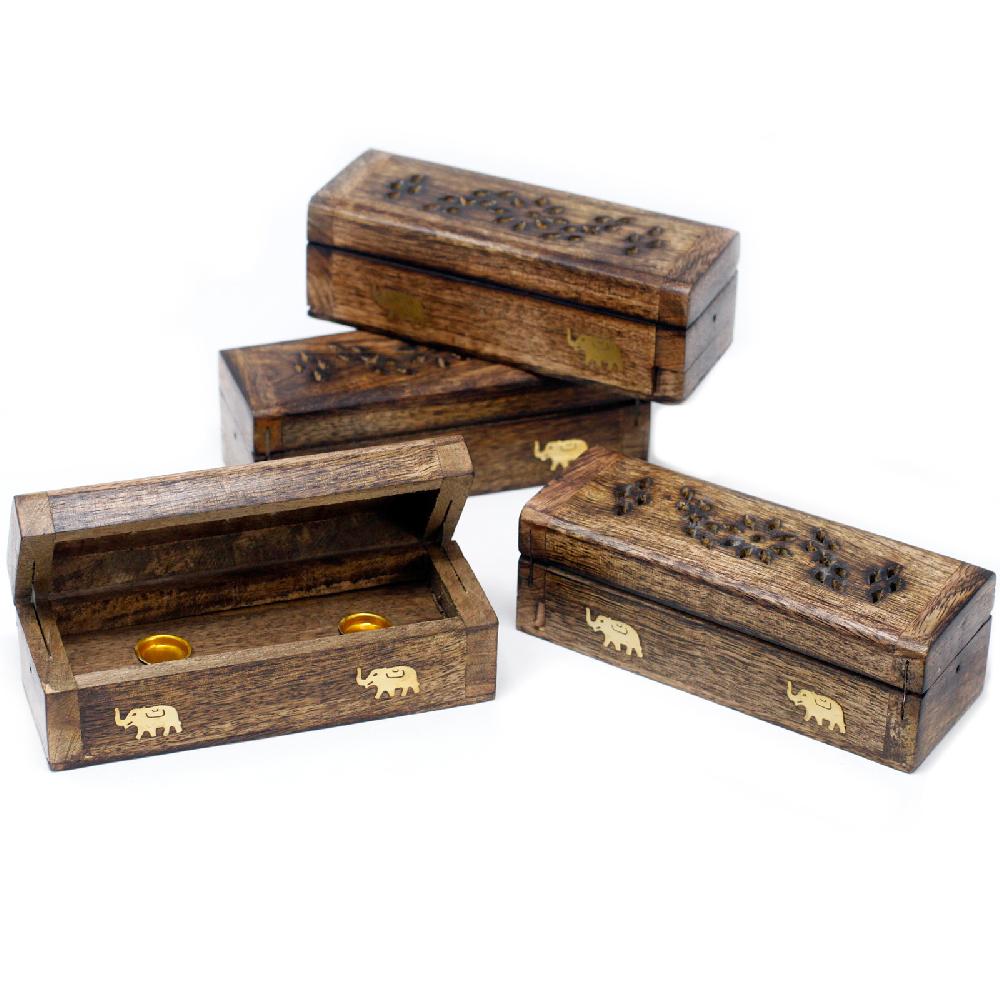 4x Incense Cone Smoke Box 6" - Mango Wood
