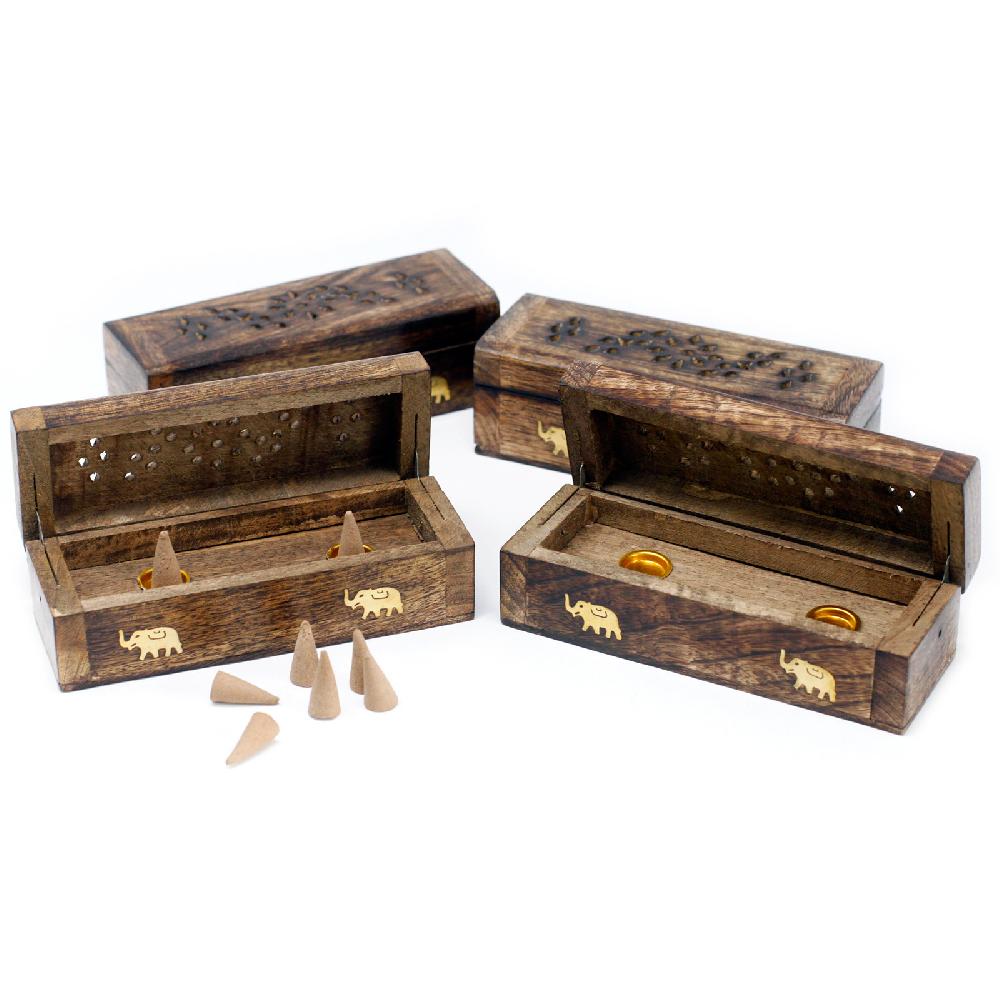 4x Incense Cone Smoke Box 6" - Mango Wood