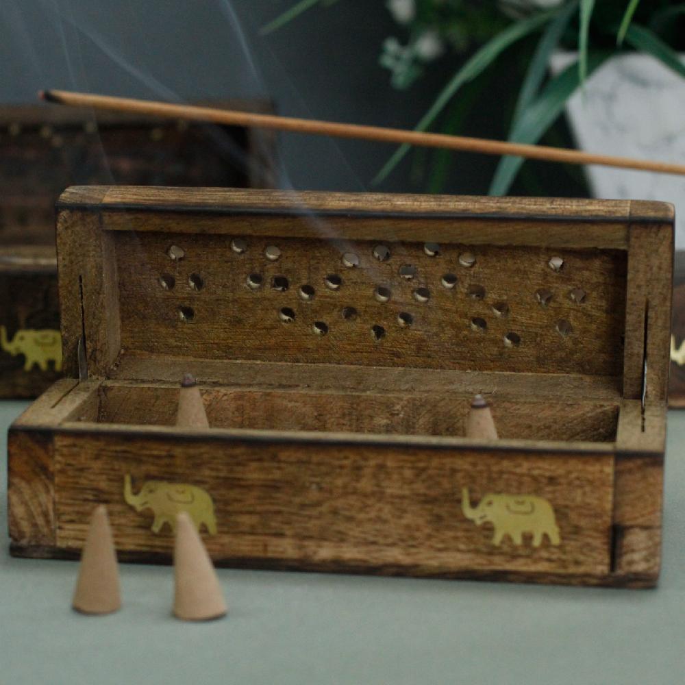 4x Incense Cone Smoke Box 6" - Mango Wood