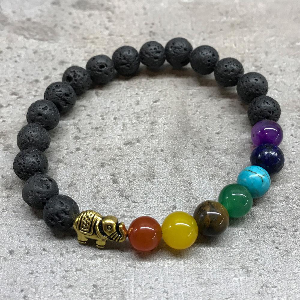 4x Lava Stone Bracelet - Elephant Chakra