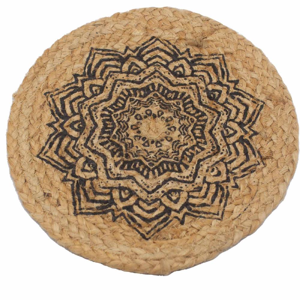 4x Natural Place Mat - Jute 30cm - Mandala Print
