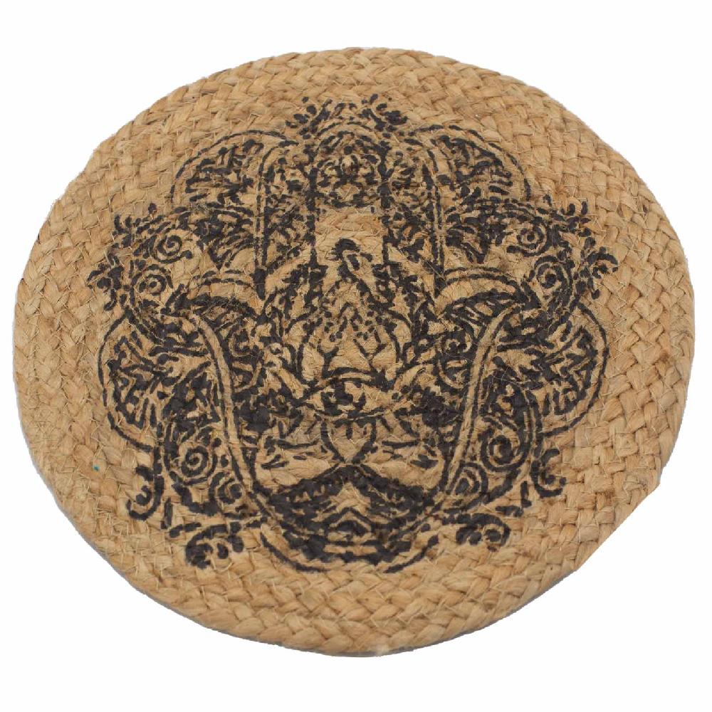 4x Natural Place Mat - Jute - Hamsa Print