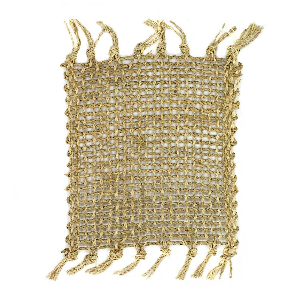 4x Seagrass Fringe Natural Coaster - Natural