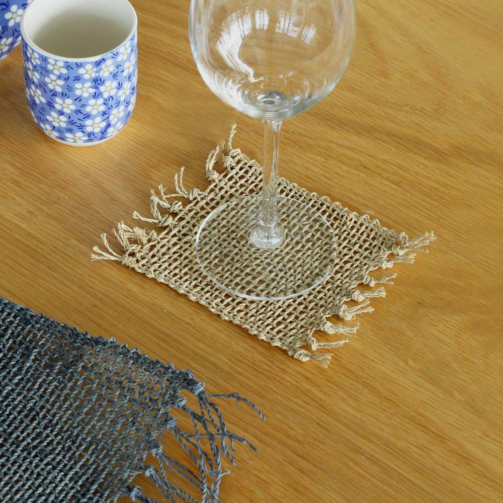4x Seagrass Fringe Natural Coaster - Natural
