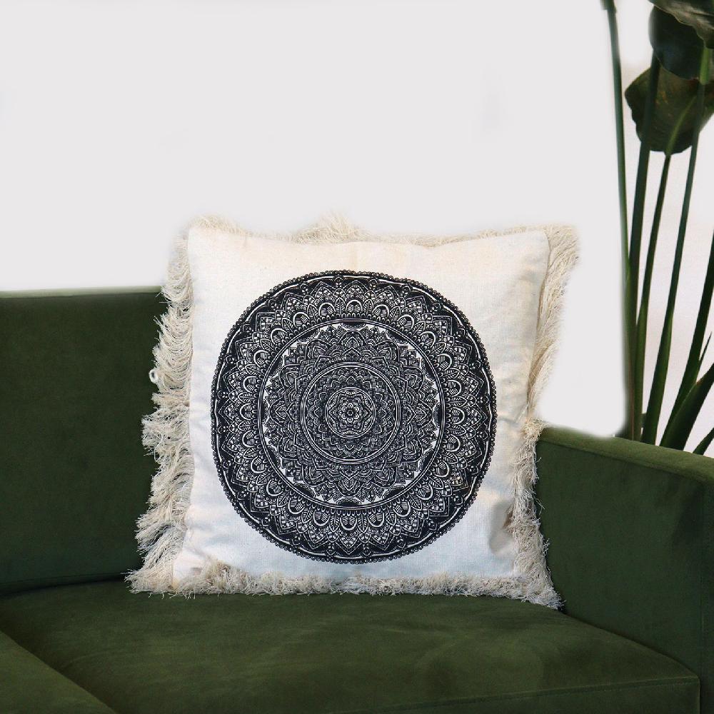 4x Traditional Mandala Cushion Covers - 45x45cm - Black
