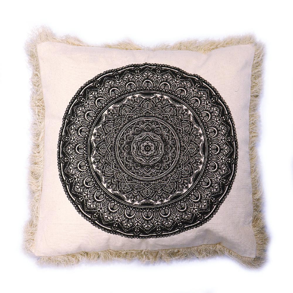 4x Traditional Mandala Cushion Covers - 45x45cm - Black