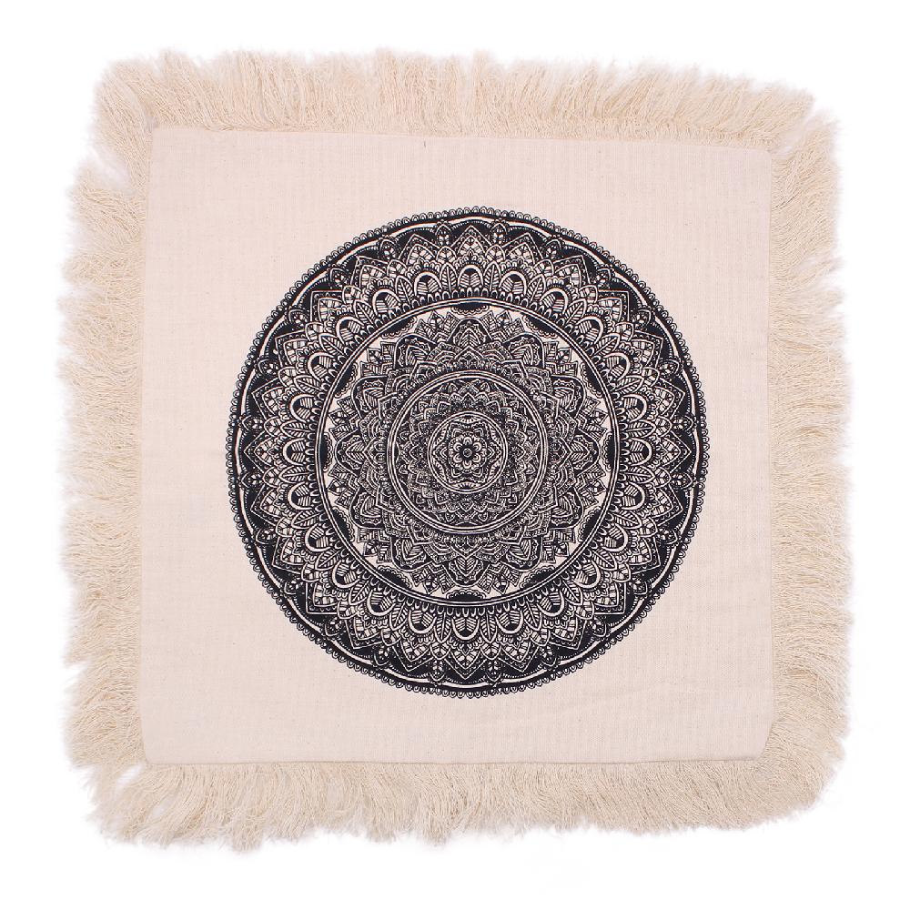 4x Traditional Mandala Cushion Covers - 45x45cm - black