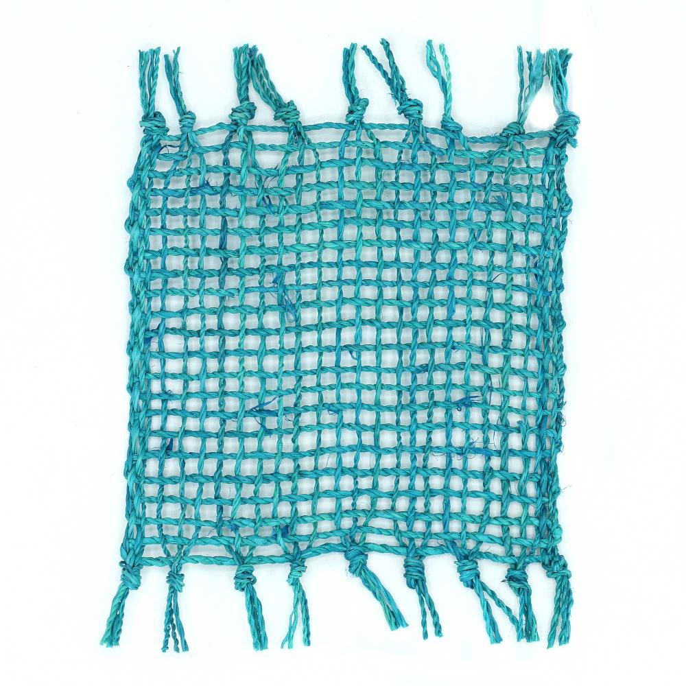4x Turquoise Seagrass Fringe Natural Coasters