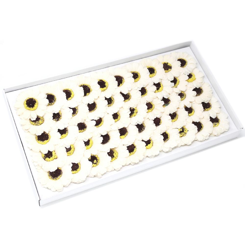 50x Craft Soap Flowers - Sml Sunflower - Ivory