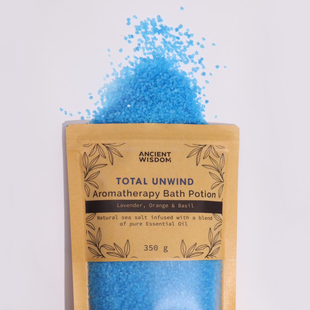 5x Aromatherapy Bath Potion In Kraft Bag 350g - Total Unwind