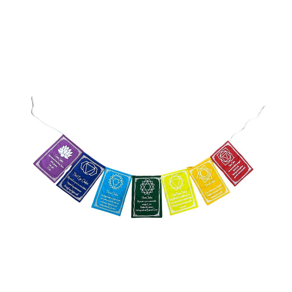 5x Seven Chakra Colours & Mantra - Med (7 Flags)