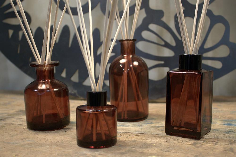 6x 250 Ml Round Antique Reed Diffuser Bottle - Amber