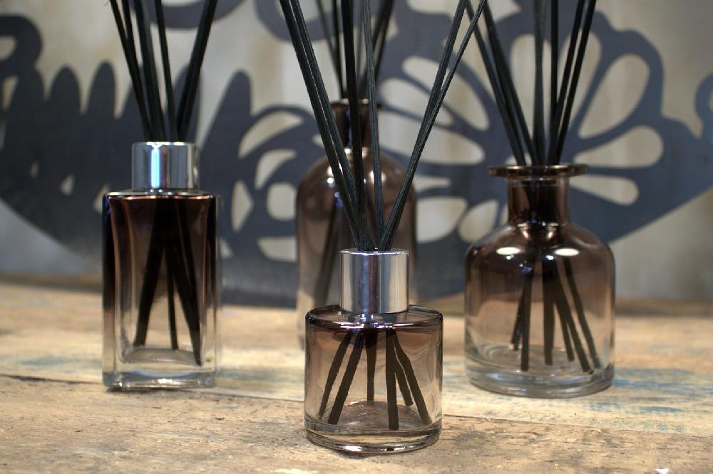 6x 50 Ml Round Reed Diffuser Bottlle - Charcoal