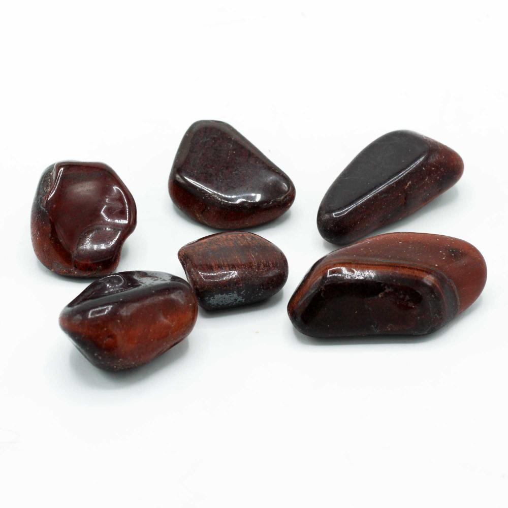 6x African Gemstone Tigers Eye - Red - Size 8 - 30mm (KG)