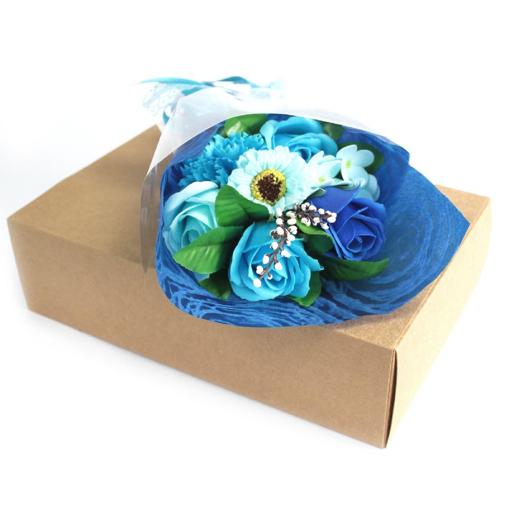 6x Blue Boxed Hand Soap Flower Bouquet - Special