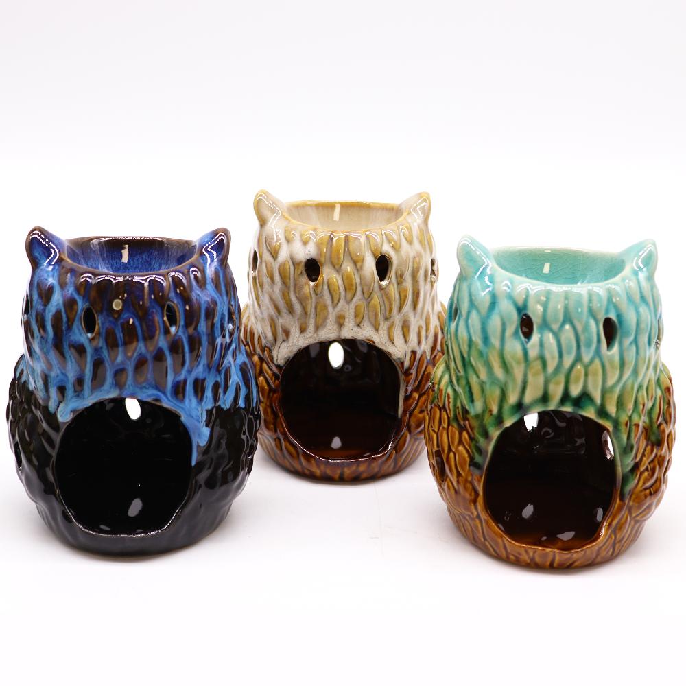 6x Classic Rustic Oil Burner - Owl (assorted)