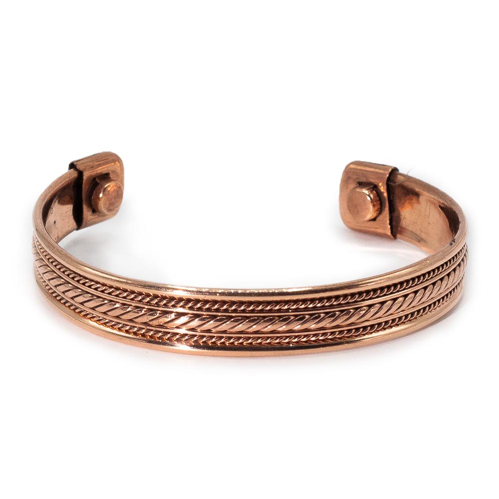 6x Copper Banded Pattern Bracelets With Magnets (assorted)
