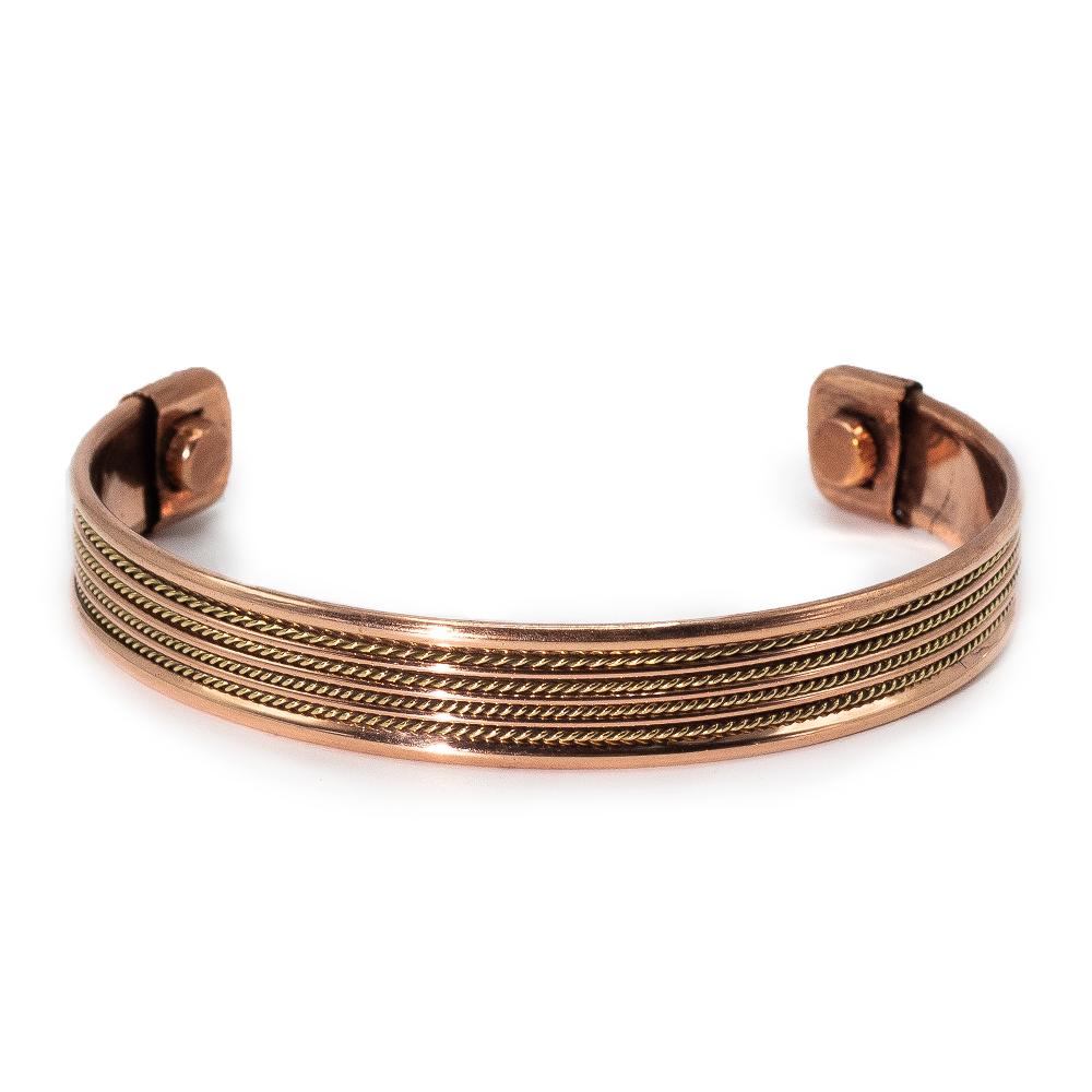 6x Copper Banded Pattern Bracelets with Magnets (assorted)