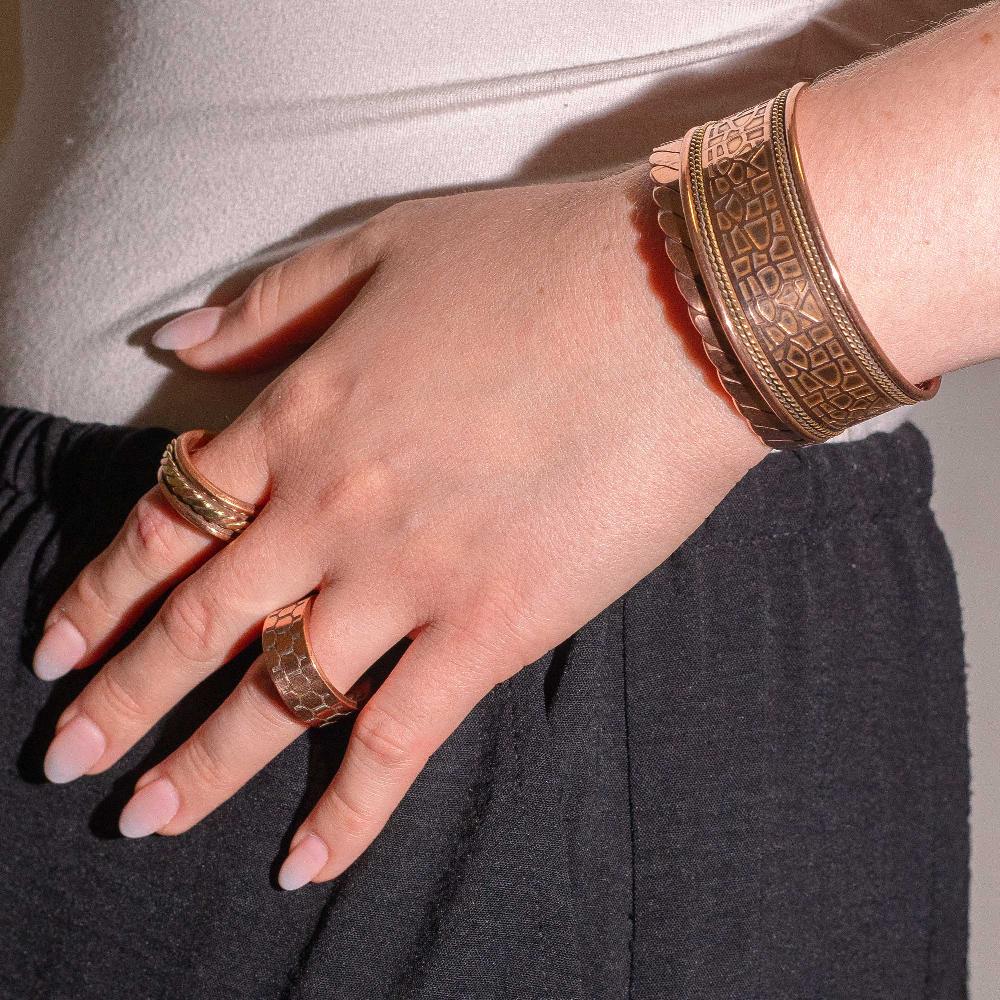 6x Copper Rings With Magnets - Assorted Designs & Sizes