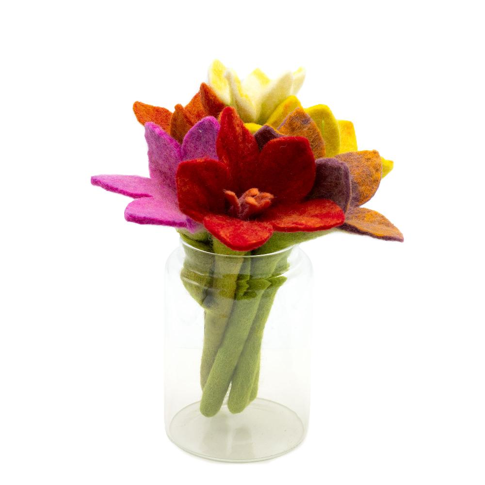 6x Felt Flowers - Lily (assorted Colours)